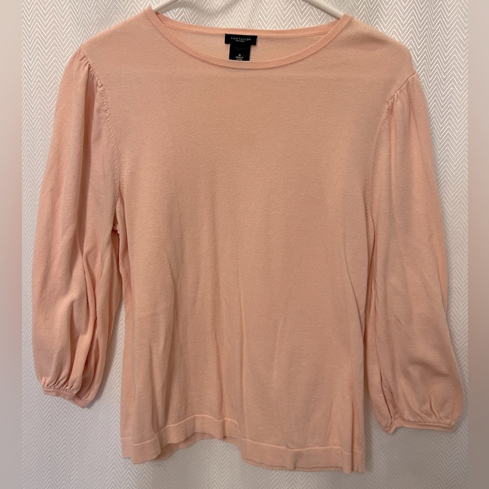 Ann Taylor Pink Puffy Sleeve Sweater M